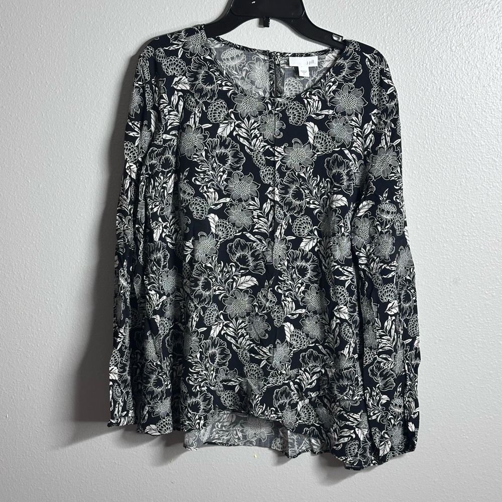 J.Jill Women Blouse black floral Long sleeve size S‎